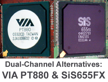 Dwukanałowe chipsety DDR400 za rozsądną cenę: SiS 655FX i VIA PT880